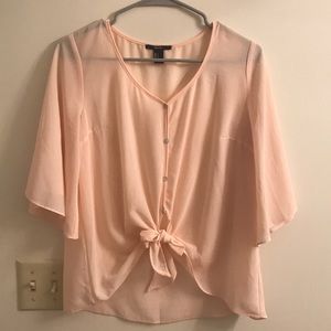 Forever 21 pink tie front Blouse